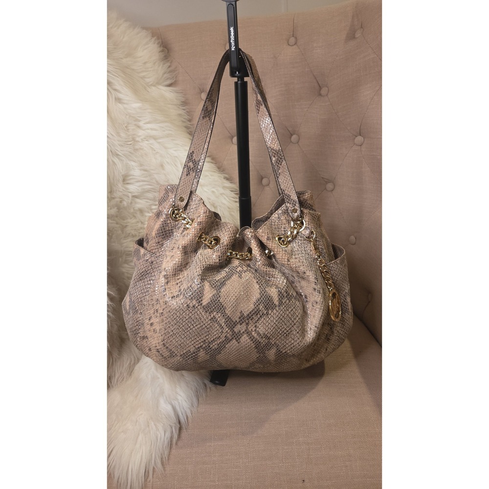 MK38 Michael Kors Python embossed shoulder tote